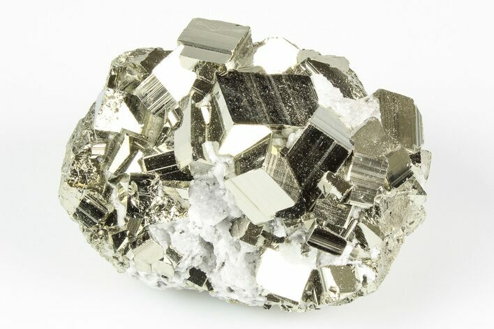 Shiny, Cubic Pyrite Crystal Cluster - Peru #195757